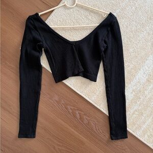 Free People Black Ribbed Crop Top